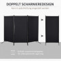 Rumsavdelare Skärmvägg  3 Paneler – Metallram & Vikbar Design 253 x 50 x 182 cm Svart