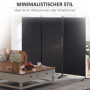 Rumsavdelare Skärmvägg  3 Paneler – Metallram & Vikbar Design 253 x 50 x 182 cm Svart