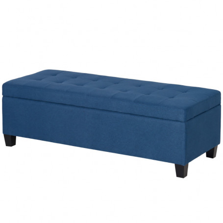 Förvaringsbänk med Knappsöm – 125 x 49 x 41,5 cm, Stoppad Sits Blå