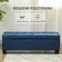 Förvaringsbänk med Knappsöm – 125 x 49 x 41,5 cm, Stoppad Sits Blå