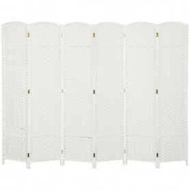 Skärmvägg Rumsavdelare 6. Panelar 240 x 1,6 x 170 cm Vit / Ek