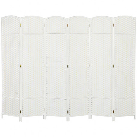 Skärmvägg Rumsavdelare 6. Panelar 240 x 1,6 x 170 cm Vit / Ek