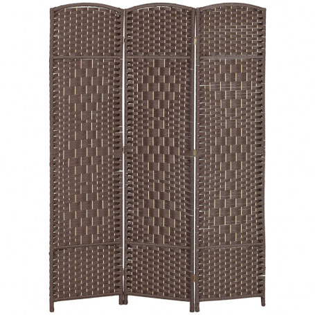 Hopfällbar Rumsavdelare i Handvävd Brun – 135 x 1,7 x 180 cm