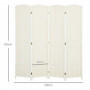 Hopfällbar Rumsavdelare med handvävt mönster – 180 x 1,7 x 180 cm Vit / Ek