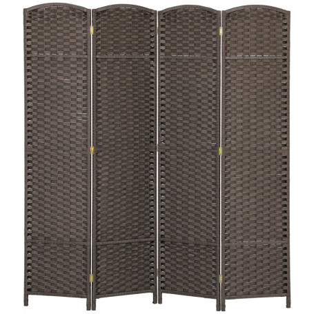 Hopfällbar Rumsavdelare i Handvävd Stil – 160 x 1,6 x 170 cm Brun