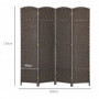 Hopfällbar Rumsavdelare i Handvävd Stil – 160 x 1,6 x 170 cm Brun