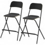 Hopfällbara Barstolar med fotstöd 2-pack, Sitthöjd 63 cm - Svart