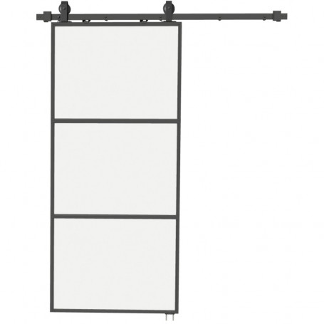 Skjutdörr i frostat glas med mjukstängning – 91,4 x 203,2 cm, komplett set