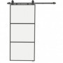 Skjutdörr i frostat glas med mjukstängning – 91,4 x 203,2 cm, komplett set