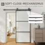 Skjutdörr i frostat glas med mjukstängning – 91,4 x 203,2 cm, komplett set
