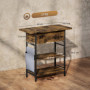 Sidobord med Eluttag, USB & Förvaring – 60 x 29,8 x 58,5 cm, Industriell Design Vintage Brun