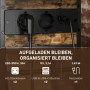 Sidobord med Eluttag, USB & Förvaring – 60 x 29,8 x 58,5 cm, Industriell Design Vintage Brun