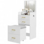 Sminkbord 3-i-1 med spegel, pall & förvaring – Glasyta & kompakt design