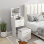 Sminkbord 3-i-1 med spegel, pall & förvaring – Glasyta & kompakt design