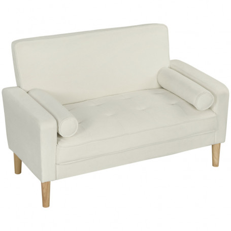 Soffa 2-sits i Krämvit Sammet – Hög Komfort & Elegant Design