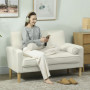 Soffa 2-sits i Krämvit Sammet – Hög Komfort & Elegant Design