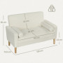 Soffa 2-sits i Krämvit Sammet – Hög Komfort & Elegant Design