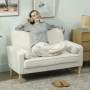 Soffa 2-sits i Krämvit Sammet – Hög Komfort & Elegant Design