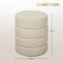 Fotpall Teddy Fleece Beige Cylindrisk From Φ 40 x 45 cm