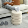 Fotpall Teddy Fleece Beige Cylindrisk From Φ 40 x 45 cm
