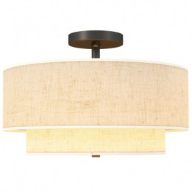 Taklampa Rund Naturlig Linne 2 Lager Ø40 cm – 3 x E14