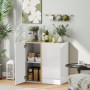 Skänk Med Högglansiga Dörrar – 80 x 40 x 80 cm – Justerbara Hyllor & Modern Trädesign