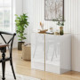 Skänk Med Högglansiga Dörrar – 80 x 40 x 80 cm – Justerbara Hyllor & Modern Trädesign
