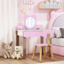 Sminkbord För Barn med Pall – Björndesign & Förvaring - Rosa