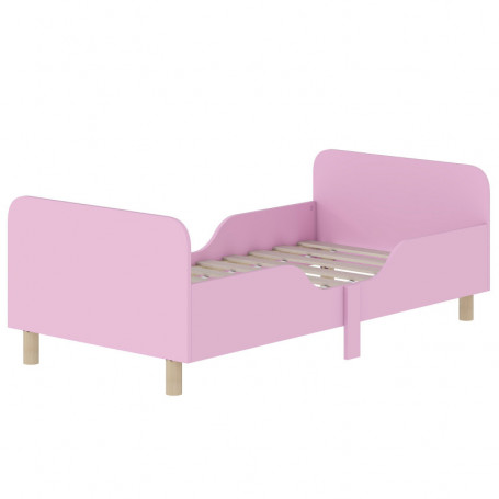 Barnsäng Med Fallskydd – 143,5 x 74,2 x 50 cm, Rosa & Furu, För Ålder 3–8 År