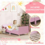 Barnsäng Med Fallskydd – 143,5 x 74,2 x 50 cm, Rosa & Furu, För Ålder 3–8 År