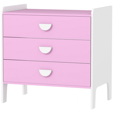 Barnbyrå För Barn Med 3 Lådor – 60 x 40 x 60 cm, Rosa & Vit, Barnvänlig Design