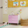 Barnbyrå För Barn Med 3 Lådor – 60 x 40 x 60 cm, Rosa & Vit, Barnvänlig Design