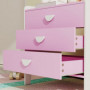 Barnbyrå För Barn Med 3 Lådor – 60 x 40 x 60 cm, Rosa & Vit, Barnvänlig Design