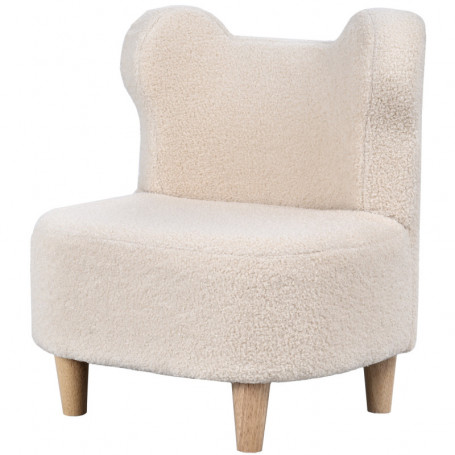 Barnfåtölj Med Björnöron – Beige Teddyfleece & Skumstoppning