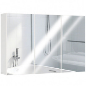 Vägg Spegelskåp – 90 x 15,5 x 60 cm, 3 Dörrar & 5 Hyllor