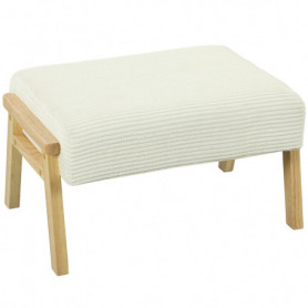 Pall i Manchestertyg Retrodesign Krämvit / Naturlig Trä 70 x 46 x 4...