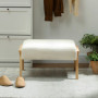 Pall i Manchestertyg Retrodesign Krämvit / Naturlig Trä 70 x 46 x 40 cm,