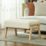 Pall i Manchestertyg Retrodesign Krämvit / Naturlig Trä 70 x 46 x 40 cm,