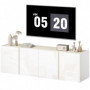 TV-Bänk med Förvaring Högblank Vit med Ek 135 x 38 x 45 cm, För upp till 65” TV