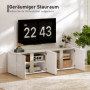 TV-Bänk med Förvaring Högblank Vit med Ek 135 x 38 x 45 cm, För upp till 65” TV