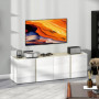 TV-Bänk med Förvaring Högblank Vit med Ek 135 x 38 x 45 cm, För upp till 65” TV