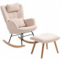 Ergonomisk Gungstol med Pall – Fleeceklädsel & Ryggstöd, Beige