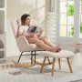 Ergonomisk Gungstol med Pall – Fleeceklädsel & Ryggstöd, Beige