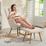 Ergonomisk Gungstol med Pall – Fleeceklädsel & Ryggstöd, Beige