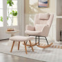 Ergonomisk Gungstol med Pall – Fleeceklädsel & Ryggstöd, Beige