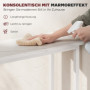 Konsolbord med Marmoreffekt Vit Metallram – 75 x 24 x 76 cm