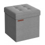 Sittbänk Förvaring Hopfällbar 38×38×38 cm Linne Grå 40L Max 300kg
