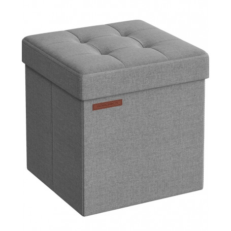 Sittbänk Förvaring Hopfällbar 38×38×38 cm Linne Grå 40L Max 300kg