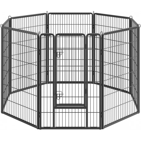 Flexibelt valphage i metall – 8 paneler, justerbar form (rektangel, kvadrat, oktagon) – inomhus/utomhus