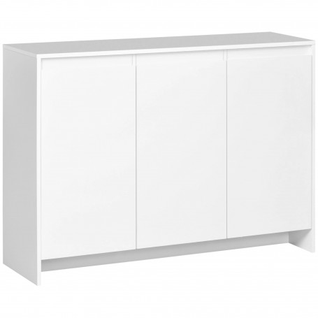 Skänk med 3 förvaringsfack, justerbara hyllor, kabelhantering, vit, 120 x 35 x 85 cm